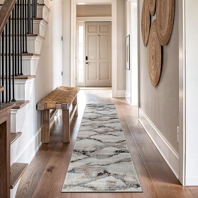 Rugshop Contemporary Gray Striated Area Rug Durable, Kid & Pet Friendly 2' 3" x 12' Runner Ideal for Hallway, Kitchen, Entryway, or Behind The Sofa