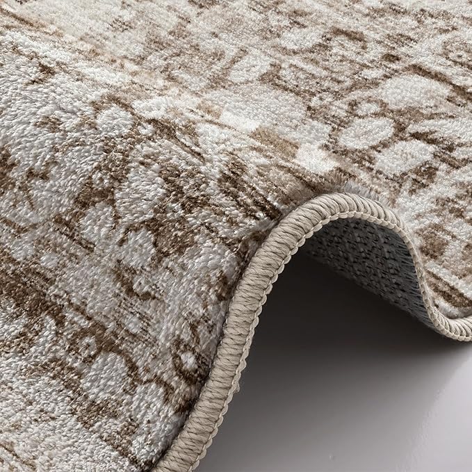 LUMI 4x6 Washable Area Rug for Living Room, Ultra Soft Traditional Vintage Rugs Non Slip with Rubber Backing, Low Profile, High Traffic, Stain Resistant Carpets, Ideal for Bedroom, Dining Room, Indoor