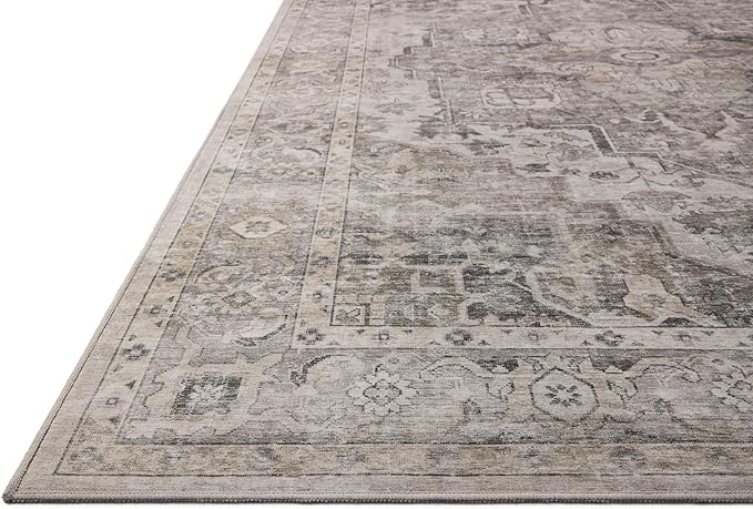 Loloi Amber Lewis Josie Collection JOS-03 Silver/Natural 2'-3" x 3'-9", .13" Pile Height, Low Profile, Machine Washable, Accent Rug