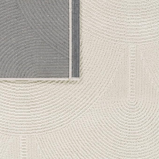 Paco Home Modern Area Rug with Minimalist Arched Lines in Neutral Cream, Size: 5'3" x 7'3"