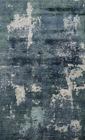 Rug Source Modern Collection, 5x8 Rug, Hand Knotted Navy Blue & Blues All-Over Rug, Oriental Viscose Silk Carpet for Foyer, Entryway and Hallway