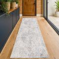 Light Blue 2'6''x8' Wide Hallway Runner Rug - Washable Kitchen Sink Rug, Non Slip 8ft Long Runner Rug for Entryway, Abstract Dusky Blue Home Décor