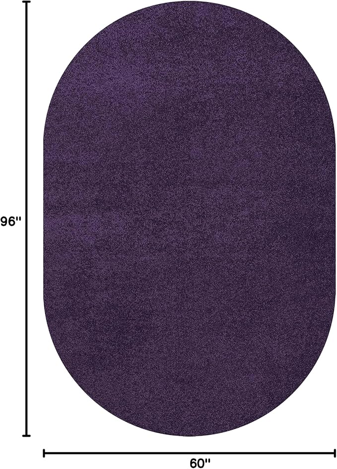 Eyely UES100N-5OV Supersoft Haze Solid Low-Pile Indoor Area Rug, Coastal, Bohemian, Minimalist, Classic, Casual for Bedroom,Kitchen,Living Room,Non Shedding,Easy-Washing, Purple, 5 X 8 Oval