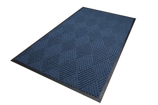 WaterHog Diamond | Commercial-Grade Entrance Mat with Rubber Border – Indoor/Outdoor, Quick Drying, Stain Resistant Door Mat (Navy, 3' x 5')