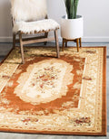 Unique Loom Versailles Collection Traditional Classic Floral Motif Area Rug (10' 6 x 16' 5 Rectangular, Terracotta/ Ivory)