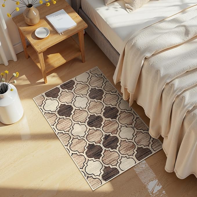 Lahome Moroccan Entry Rug - 2x3 Small Area Rug Washable Rug Non-Slip- Rugs for Entryway Soft Throw Bathroom Door Mat Indoor Entrance Capet for Bedroom Laundry Room