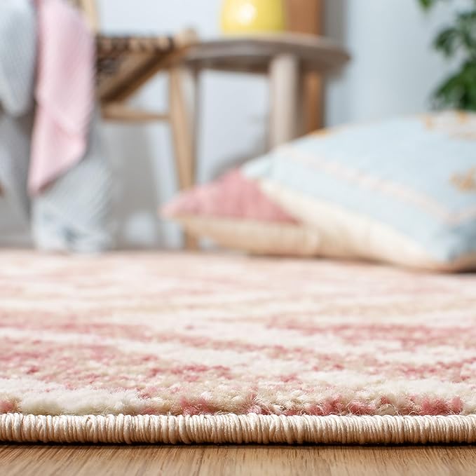 SAFAVIEH Adirondack Collection Area Rug - 9' x 12', Rose & Gold, Modern Diamond Distressed Design, Non-Shedding & Easy Care, Ideal for High Traffic Areas in Living Room, Bedroom (ADR131Q)