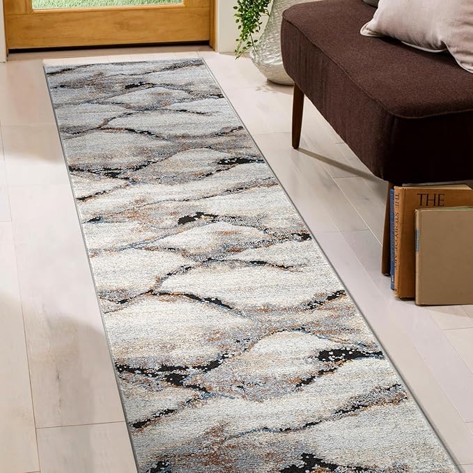 Rugshop Contemporary Gray Striated Area Rug Durable, Kid & Pet Friendly 2' 3" x 6' Runner Ideal for Hallway, Kitchen, Entryway, or Behind The Sofa