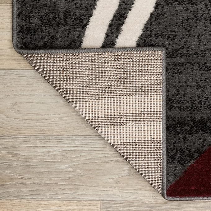 Rugshop Modern Wavy Circles Design Non-Shedding Area Rug, Carpet for Living Room, Dining Room, or Bedroom, Red, 5'3" x 7'3"