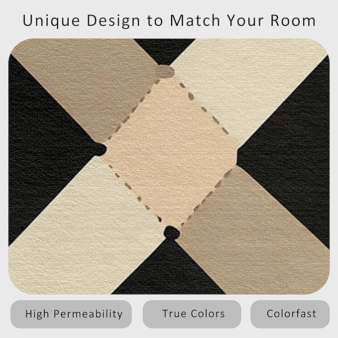 Washable 5x7 Modern Geometric Rug Living Room, Abstract Diamond Design Area Rugs for Bedroom, Modern Geometric Home Decor Carpet, Low Pile, Non Slip, Kids & Pet Friendly (N4155)