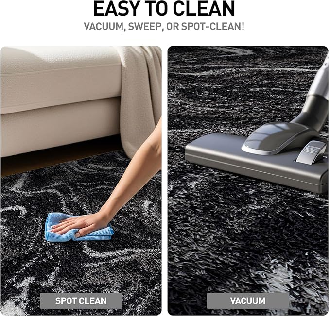 Rugshop Abstract Marble Shag Area Rug Anthracite Dark Gray 5' x 7' Great for Bedrooms, Living Rooms, or Under Coffee Tables