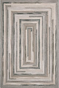 Company C Concentric Squares Wool Area Rug 4' X 6' Gray Striped
