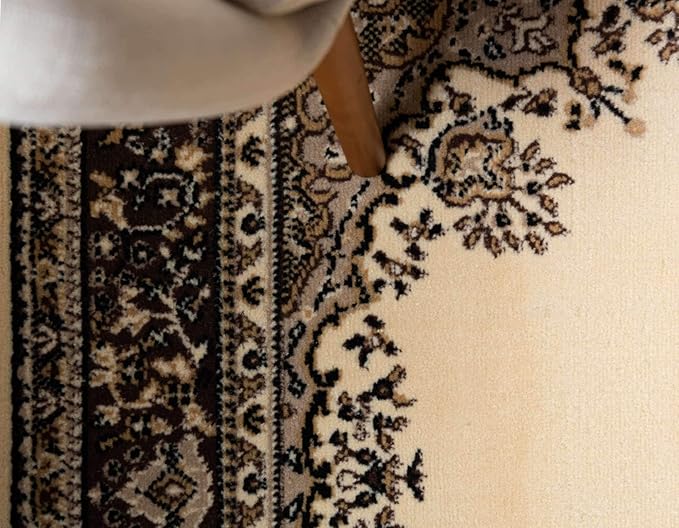 Unique Loom Reza Collection Traditional Persian Style Area Rug, 9 ft 10 in x 13 ft, Ivory/Brown