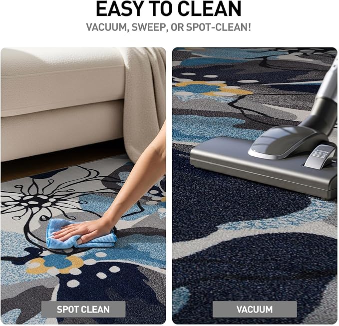 Rugshop Gray Large Floral Non-Slip Area Rug Fade Resistant for Bedroom, Entryway and Home Office, 3'3" x 5'