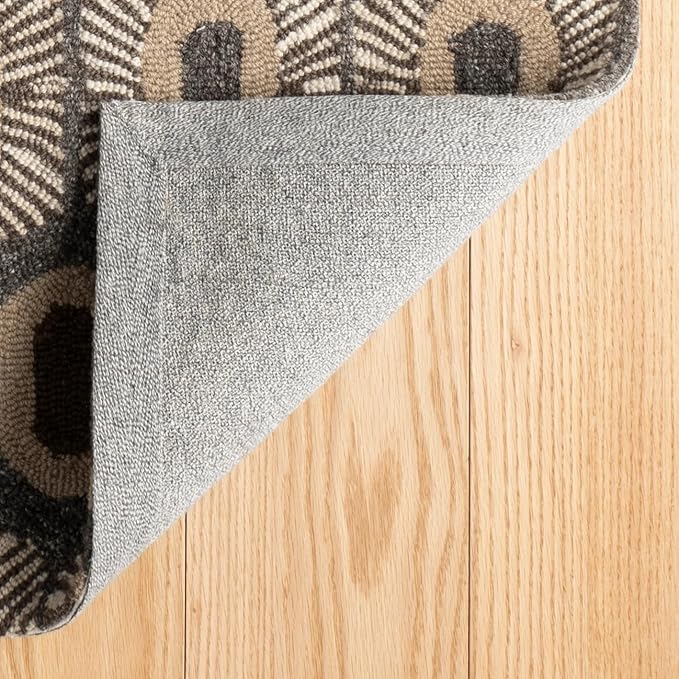 Dash & Albert Stowe Hand Micro Hooked Wool Rug, 2.5 X 8 Feet, Blue/Browns Geometric Pattern