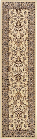 Rugs.com Yasmin Collection Rug – 10 Ft Runner Ivory Medium Rug Perfect for Hallways, Entryways