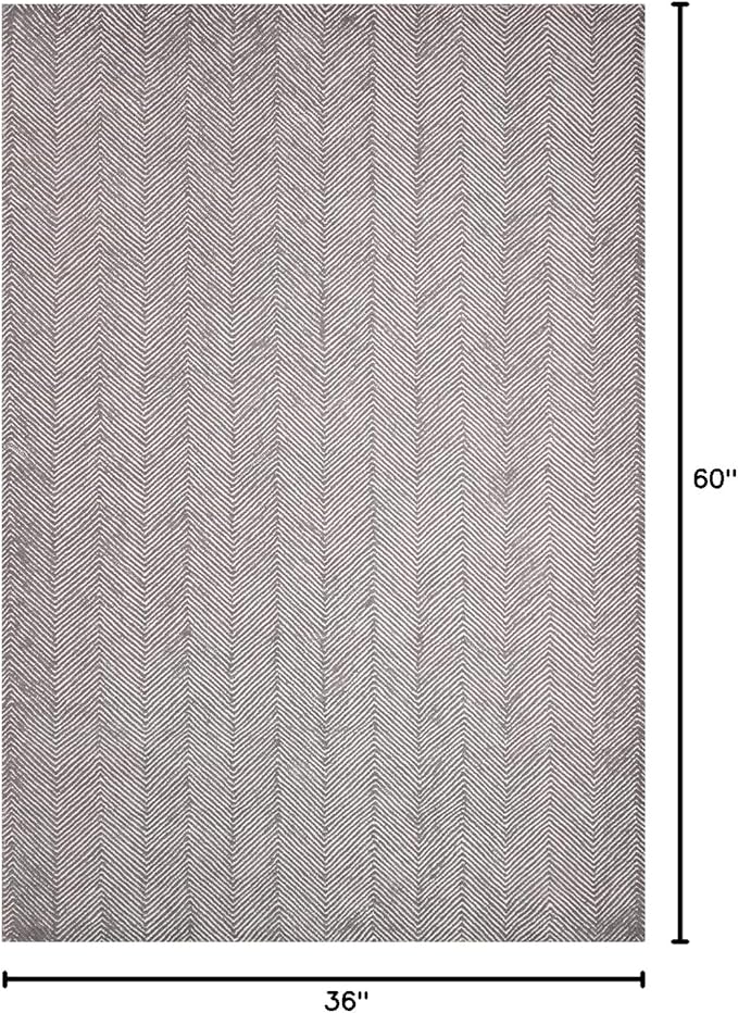 Modern Herringbone Chevron Collection Handcrafted Wool Area Rug - Durable, Zigzag Pattern, for High Traffic, Contemporary Design for Living Room, Bedroom, Dining Room Decor (Smoke Grey, 3' x 5')