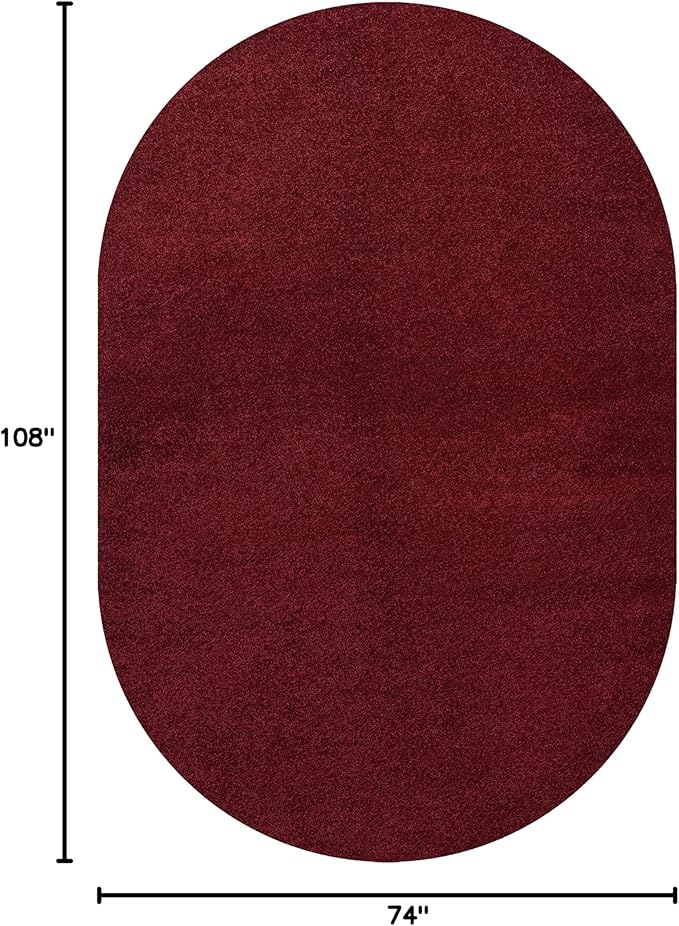 Eyely UES100Q-6OV Supersoft Haze Solid Low-Pile Indoor Area Rug, Coastal, Bohemian, Minimalist, Classic, Casual for Bedroom,Kitchen,Living Room,Non Shedding,Easy-Washing, Red, 6 X 9 Oval
