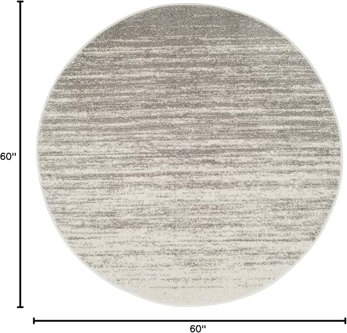 SAFAVIEH Adirondack Collection Area Rug - 5' Round, Light Grey & Grey, Modern Ombre Design, Non Shedding & Easy to Clean, Ideal for Living Room, Bedroom, Office, Dining Space (ADR113C)