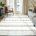 BESTSWEETIE 6x9 Area Rugs for Living Room Washable Moroccan Farmhouse Neutral Geometric Low Pile Non-Slip Soft Print Pattern Rug for Bedroom Kitchen Dining Room Entryway Green/Brown/Brown
