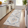 jinchan Kelda Runner Rug 3x8 Vintage Hallway Rug Washable Runner Retro Floor Cover Lightweight Non-Slip Low Pile Thin Distressed Carpet for Entryway Bathroom Laundry Room Bedroom Stairway Orange