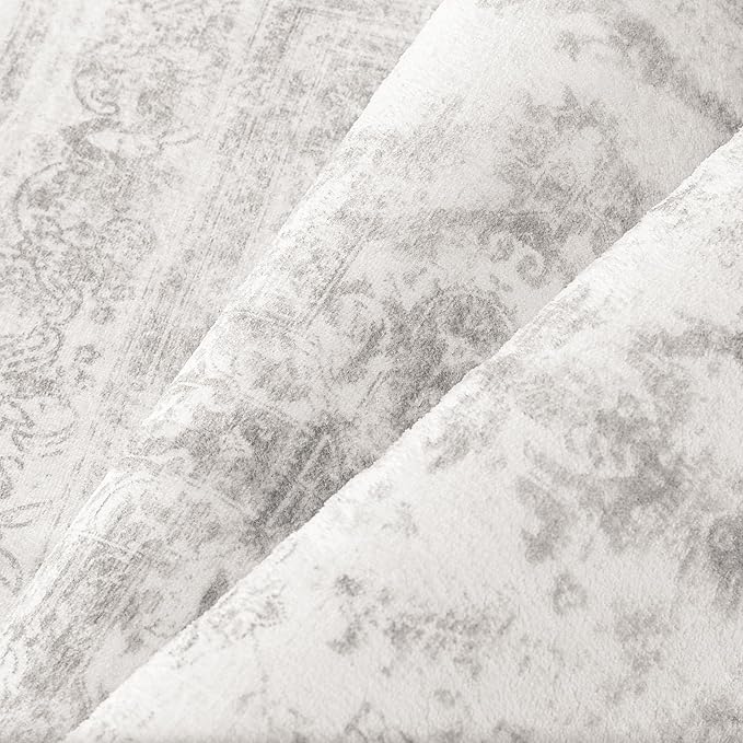 Runner Rug 3x10 Washable Light Gray Hallway Runner Vintage Boho Medallion Non Slip Grey Distressed Retro Carpet Indoor Low Pile Long Soft Rug for Kitchen Entryway Bedroom Bathroom Laundry