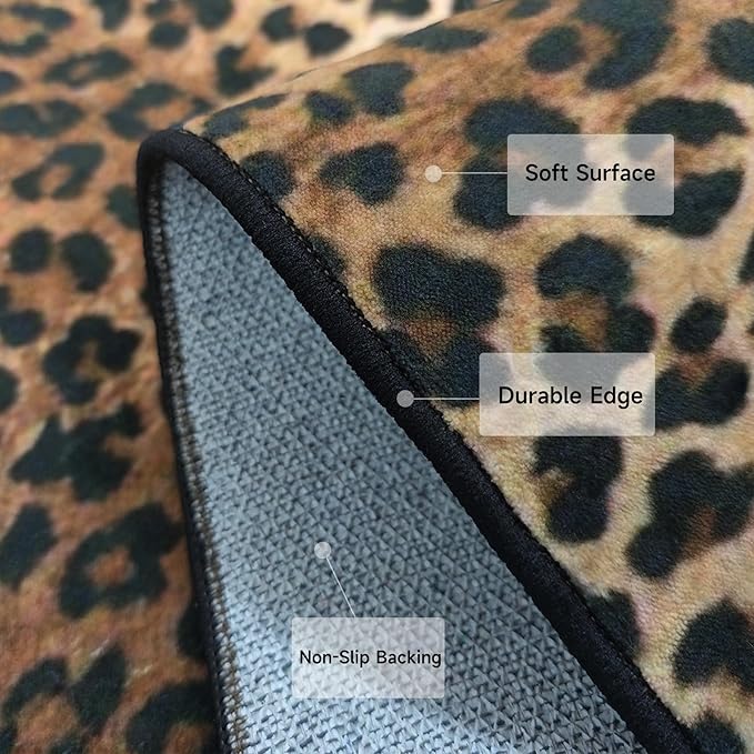 Leopard Rug 4x6 Cheetah Print Washable Non-Slip Rug Ultra Soft Low-Pile Indoor Carpet for Living Dining Playroom