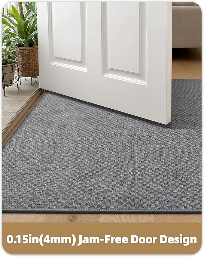 Color&Geometry Oversized Door Mat Non Slip Rubber Backed, 48"x72" Front Door Mat Indoor Outdoor Rug, Dirt Trapper Doormat, Heavy Duty Front Door Rugs, Dark Grey (Rolled-up NO Creases)