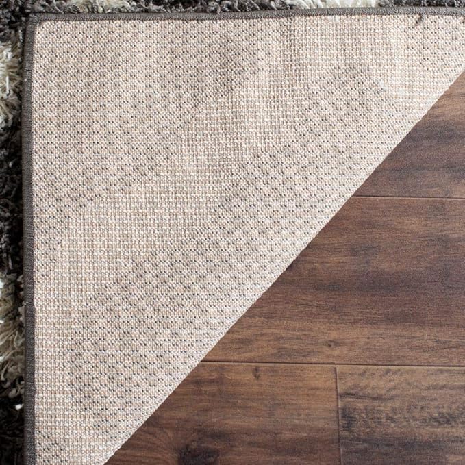 SAFAVIEH Dallas Shag Collection Area Rug - 8' Square, Dark Grey & Ivory, Trellis Design, Non-Shedding & Easy Care, 1.5-inch Thick Ideal for High Traffic Areas in Living Room, Bedroom (SGD257A)