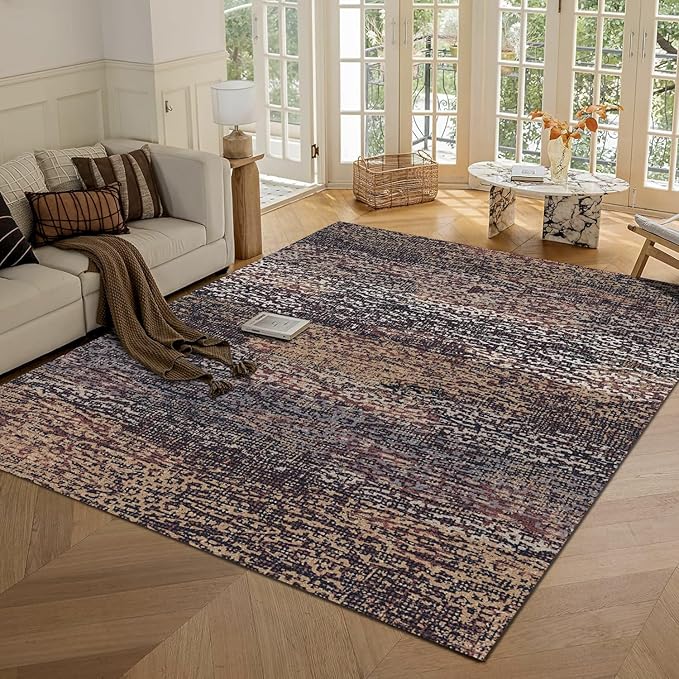 RUGSURE Washable Area Rug - 1/6 Thick - Stain & Water Resistant Non-Slip - Resistant Rug for Living Room, Bedroom, Nursery, Pet & Child Friendly, Vintage Charm Area Rugs (Rust, 8' x 10')