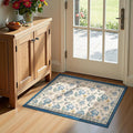 jinchan Elora 2x3 Floral Rug for Entryway Washable Rug Vintage Romance Design Small Mat Non Slip Indoor Doormat Lightweight Low-Profile Throw Carpet for Entrance Bathroom Laundry Room, Blue/Beige