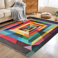 3x5 Colorful Geometry Rugs for Bedroom Decor, Washable Abstract Geometric Pattern Area Rug, Living Room Home Decoration, Non Slip Soft Thin, Abstract Art Decor Carpet PF-P 49