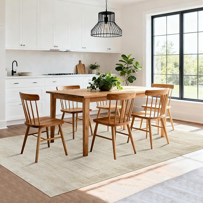 5x7 Area Rugs for Living Room,Washable Tan Beige Neutral Abstract Minimalist Boho Modern Farmhouse Rug for Dining Room Bedroom Light Brown