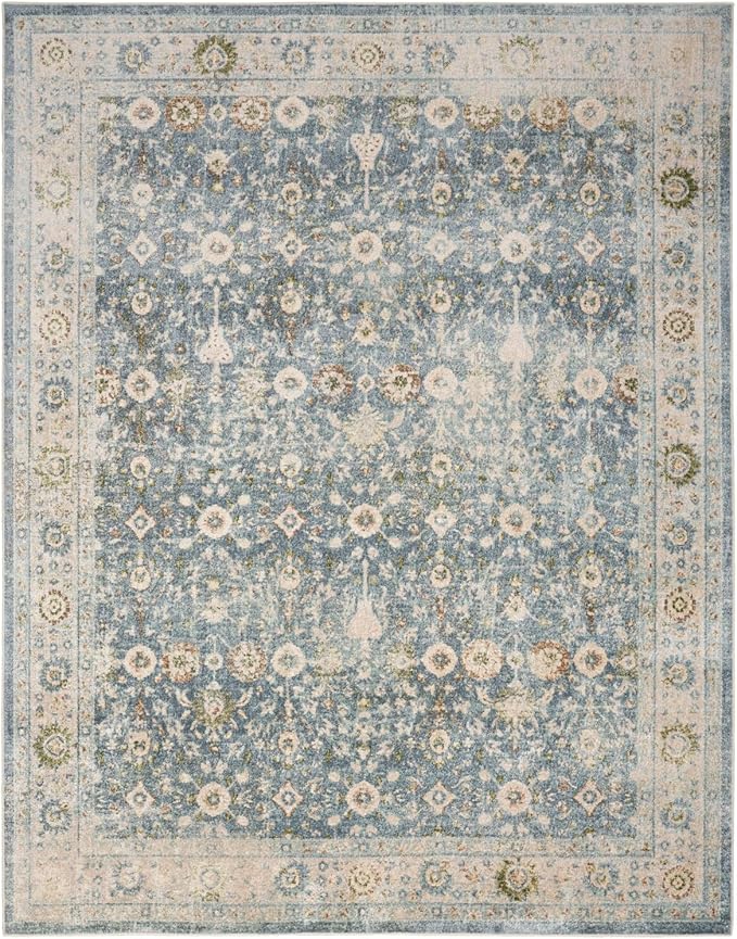 Nourison Home Astra Machine Washable 8' x 10' Teal Beige Area Rug