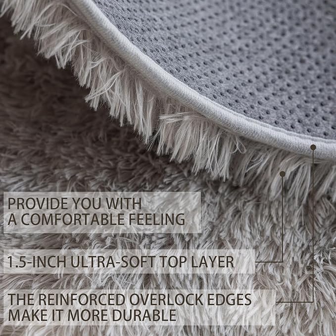 5x7 Area Rugs for Living Room Bedroom, Soft Fluffy Shaggy Bedside Rug, Indoor Floor Carpet for Kids Playroom, Dorms, Nursery Rooms, Home Decor (Tie-Dyed Light Grey 5'x7')