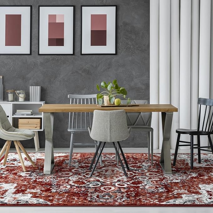 LUXE WEAVERS Moroccan Red 5x7 Medallion Area Rug for Living Rooms