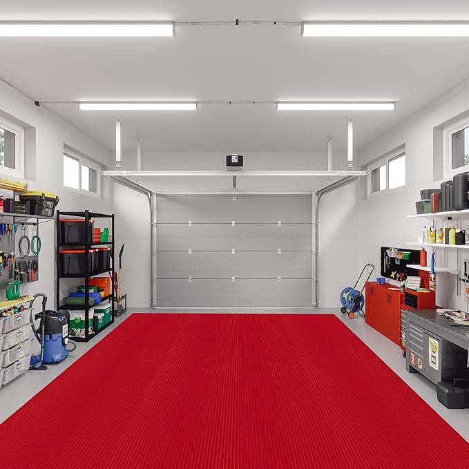 Ottomanson 6'6" x 50' Hallway Runner with Scraper Pile Extra Durable Non-Slip Rug Mat for Indoor & Outdoor Use - Ideal for Kitchen, Entryway, Patio & Garage - High-Traffic Carpet, Red