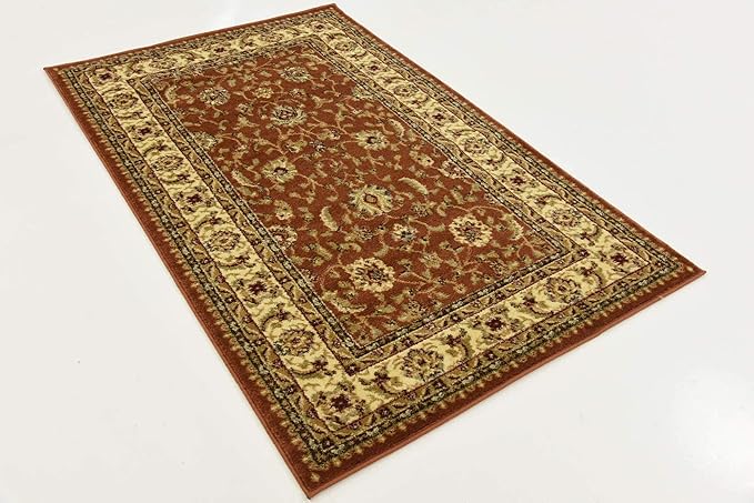 Unique Loom Voyage Collection Traditional Oriental Classic Intricate Design Area Rug (3' 3 x 5' 3 Rectangular, Terracotta/Ivory)