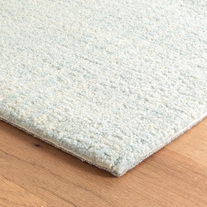 Dash and Albert Crosshatch Wool Area Rug - 4' x 6' Sky Blue Solid Hand Micro Hooked Accent Rug - Durable, High Traffic Areas Bedroom, Hallway, Stairs - Premium Luxury Hotel Quality Soft Breathable