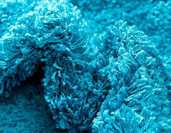 Unique Loom Solid Shag Collection Area Rug (7' 1" x 10' Rectangle, Turquoise)