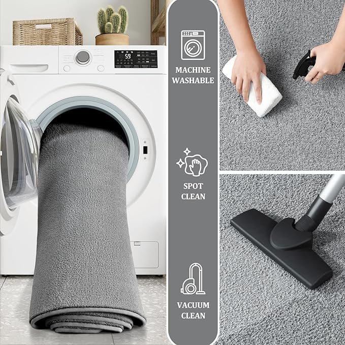 Large Modern Area Rugs for Living Room Bedroom, 5x8 Feet Grey Ultra Soft Solid Thickened Memory Foam Indoor Minimalist Carpets, Non-Slip Comfy Rugs for Boys Girls Nursery Kids Room Home Décor