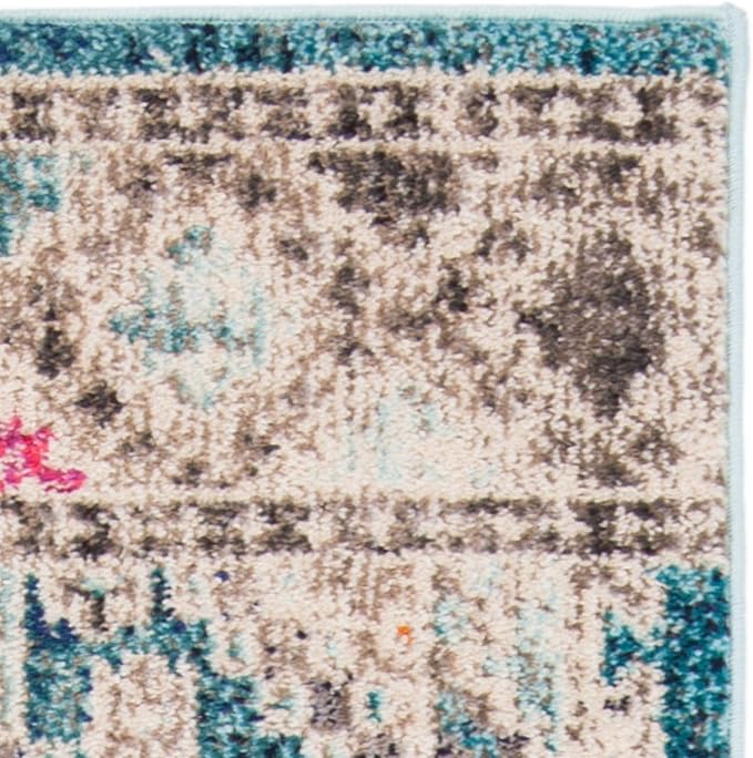 SAFAVIEH Madison Collection Runner Rug - 2' x 8', Dark Blue & Yellow, Boho Diamond Distressed Design, Non-Shedding & Easy Care, Ideal for High Traffic Areas in Living Room, Bedroom (MAD418N)