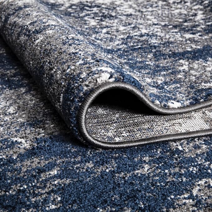 Keen Home Design Area Rugs - 8x10 Non-Shedding, Abstract Rugs for Kitchen, Living Room, Bedroom, Dining Room, Entryway - Size: 7'3" x 10'2", Navy/Grey/White