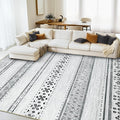 BESTSWEETIE 8x10 Area Rugs for Living Room Washable Moroccan Farmhouse Neutral Geometric Low Pile Non-Slip Soft Print Pattern Rug for Bedroom Kitchen Dining Room Entryway Grey/Black/Navy
