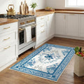 SOULFUL Medium Pile 3x5 Area Rug - Soft Underfoot Small Entryway Rug - Blue Boho Floral - Washable Non-Slip - Perfect for Living Room Bedroom Foot Kids Room Reading Nook