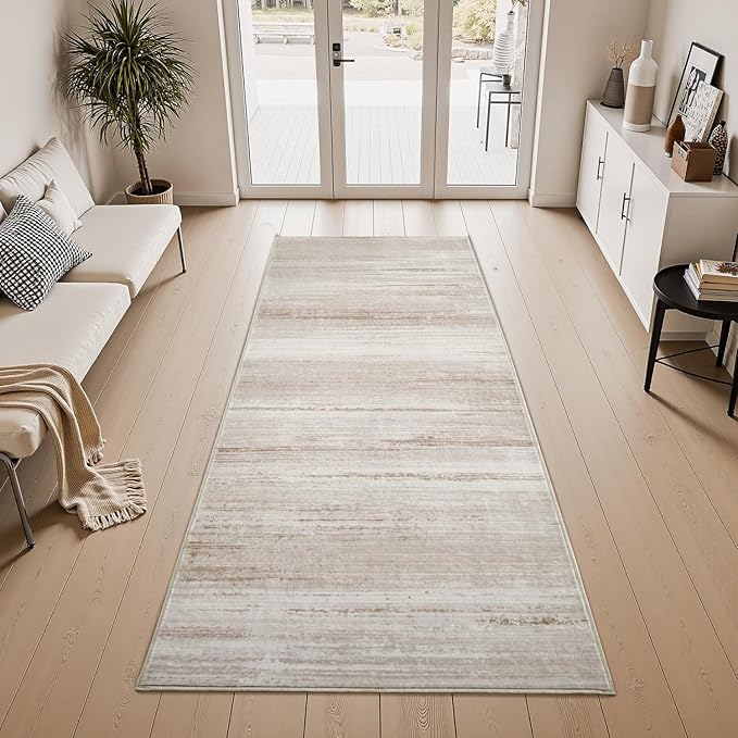 PADOOR Modern Abstract Runner Rug - 2x6 Washable Hallway Rugs, Ultra Soft Non-Slip Low Pile Floor Rugs for Hallway Entryway Kitchen Bedroom Bedside Laundry Room Black