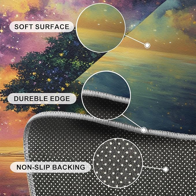 6x8 Tree of Life Classroom Rugs - Galaxy Tree Playroom Rug, Dreamlike Starry Sky Carpet Area Rug for Girls Bedroom Kids Room Basement Office Classroom