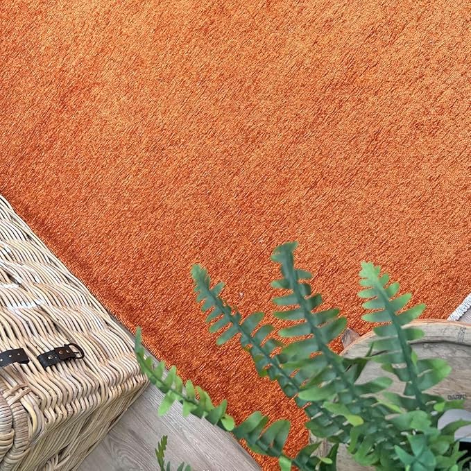 Alfa Rich 4x6 Burnt Orange Washable Area Rugs for Living Room Bedroom Kitchen Cotton Solid Decor Rug