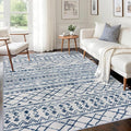 KUTA Area Rug 5x7, Moroccan Large Blue White Rugs Washable Boho Non-Slip, Ultra Soft Geometric Traditional Farmhouse Carpet for Living Room Dining Room Bedroom Dorm Office Home Décor