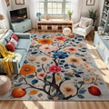 10x14 Colorful Flower Area Rugs, Floral Vintage Large Rugs, Floral Rugs, Botanical Rug, Washable Boho Botanical Non Slip Carpet for Living Room, Bedroom, Kids Room